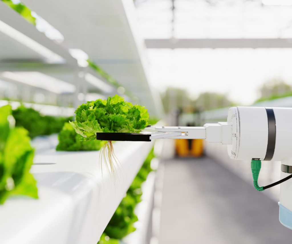 Robotic farming revolutionizes food production with automation and sustainability.