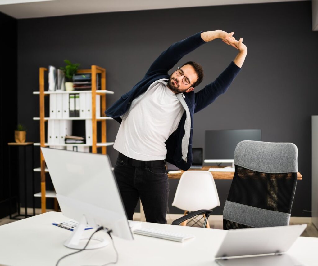 Take a break every hour to stand up and stretch.